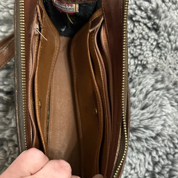 Dooney & Bourke Black and Brown Vintage Leather Messenger Bag - Picture 9 of 12